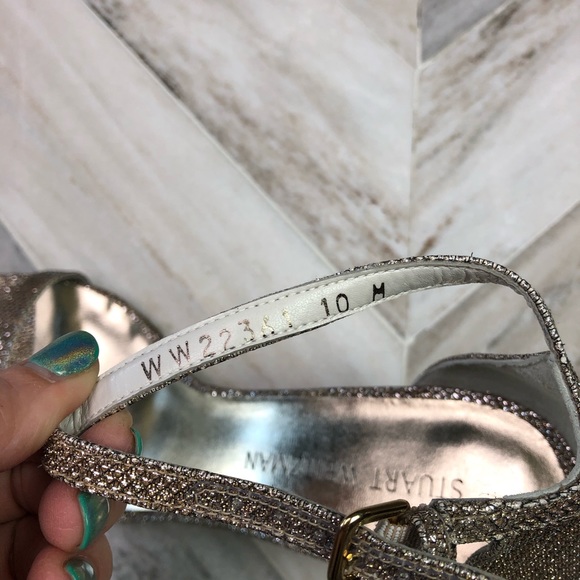 NWT Stuart Weitzman Nunaked Platinum Heels Size 10 - Picture 4 of 7